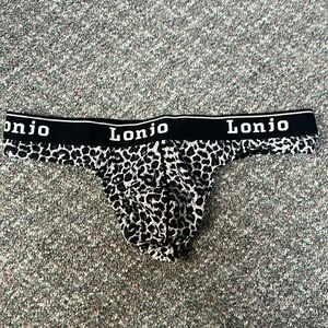 men leopard black thong large